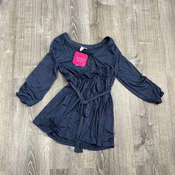 Isabel Maternity Blue Long Sleeve Button-Front Knit Shirt - Size XS - NWT - Picture 6 of 7